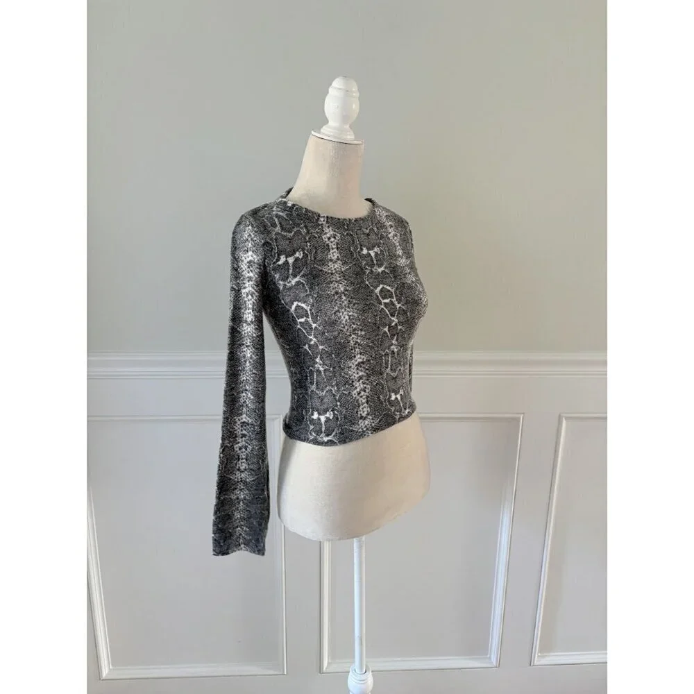 Zara Trafaluc Soft Snakeskin Print Crop Top Size S